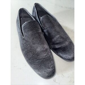 Robert David Shoe Mens Size 10 Black Calypso Embossed Slip On Damask Loafers